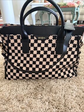 Spartina 449 Black & Cream Geometric Satchel Bag